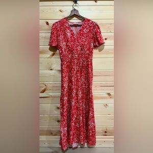 Knox Rose Red Floral Short Sleeve Maxi Dress, S